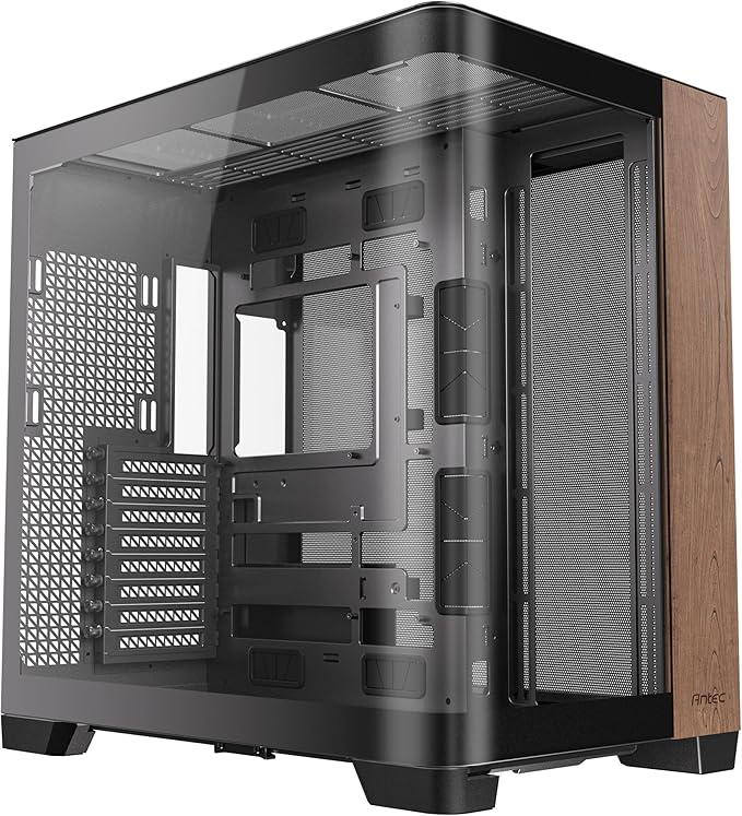 Antec Bois incurv¨¦ C8, ventilateurs non inclus, panneau avant en bois, verre incurv¨¦ simple super grand angle, disposition ¨¤ double chambre, type C, support de radiateur de 360 mm, compatible RTX 40