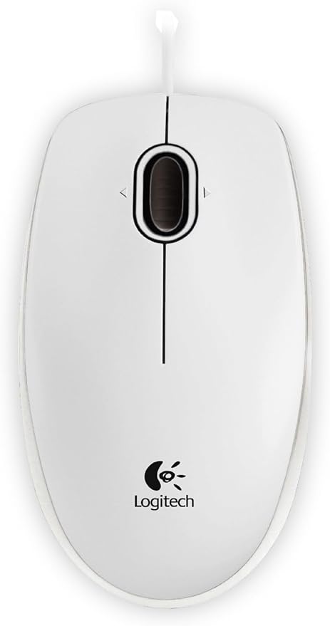 Logitech B100 Souris Filaire USB, 3 Boutons, Suivi Optique, Ambidextre, Compatible avec PC/Mac/Ordinateur Portable/Chromebook - Blanche