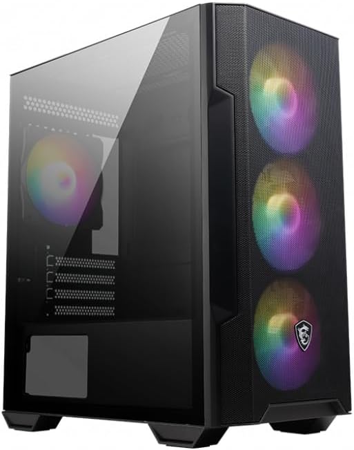 MSI MAG FORGE M100R Bo?tier PC mini-tour - Verre tremp¨¦, capacit¨¦ Micro-ATX et Mini-ITX, panneau avant en maille, 4 ventilateurs ARGB de 120 mm avec contr?leur Hub, filtre anti-poussi¨¨re magn¨¦tique