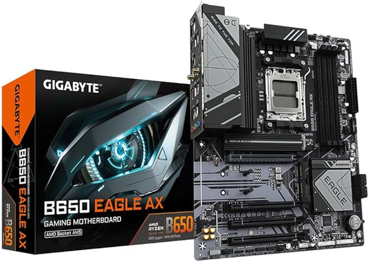GIGABYTE B650 Eagle AX Carte m¨¨re - AMD Ryzen s¨¦rie 9000, VRM 12+2+2 Phases, jusqu'¨¤ 7600 MHz DDR5 (OC), 1xPCIe 5.0 + 2xPCIe 4.0 M.2, LAN GbE, WiFi 6E, USB 3.2 Gen 2