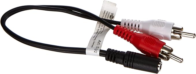 goobay Cable Adaptateur Audio, Femelle 3.5 mm vers Prise Male Cinch, Noir, 0.2m Longueur