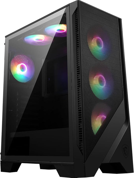 MSI MAG Forge 120A Airflow Bo?tier PC Moyen Tour ATX, Micro-ATX & Mini-ITX, Verre Tremp¨¦, Fa?ade Mesh, 6 Ventilateurs Auto-RGB 120mm, Filtre AntiPoussi¨¨re Magn¨¦tique, Ports USB 3.2 Gen 1 Type-A