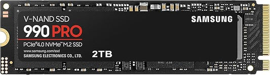 Samsung SSD 990 Pro NVMe M.2 Pcle 4.0, SSD Interne, Capacit¨¦ 2 To, Vitesse de lecture jusqu'¨¤ 7 450 Mo/s, Gestion Intelligente de la Chaleur avec Rev¨ºtement en Nickel, MZ-V9P2T0BW