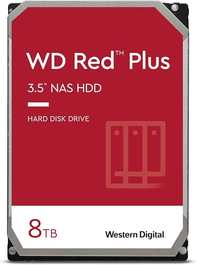 WD Red Plus 8 To Disque dur Interne 3.5" d¨¦di¨¦ NAS, 5400 RPM Class, SATA 6 GB/s, CMR, 128MB Cache, Garantie 3 ans