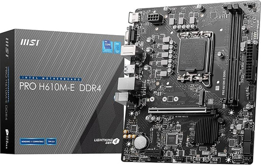MSI Pro H610M-E DDR4 Carte m¨¨re, Micro-ATX - pour processeur Intel de 14e, 13e et 12e g¨¦n., LGA 1700 - DDR4 Memory Boost 3200MHz/MAX, PCIe 4.0 x16, M.2 Gen3