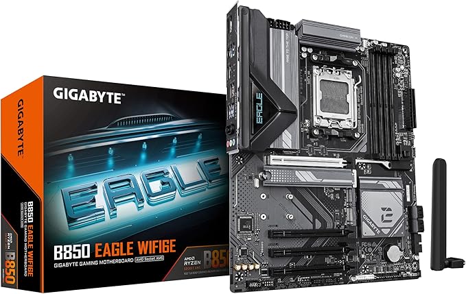 GIGABYTE B850 Eagle WIFI6E Carte M¨¨re - AMD Ryzen 9000 Series CPUs, VRM num¨¦rique 8+2+2 Phases, jusqu'¨¤ 8200MHz DDR5 (OC), 1xPCIe 5.0 + 2xPCIe 4.0 M.2, LAN GbE, WiFi 6E, USB 3.2 Gen 2