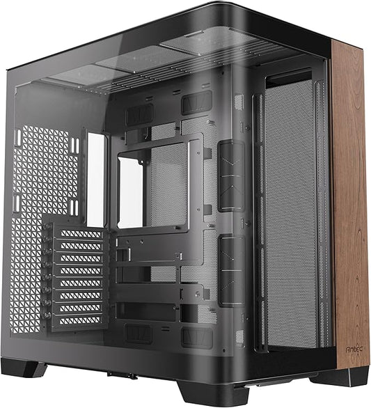 Antec Bois incurv¨¦ C8, ventilateurs non inclus, panneau avant en bois, verre incurv¨¦ simple super grand angle, disposition ¨¤ double chambre, type C, support de radiateur de 360 mm, compatible RTX 40